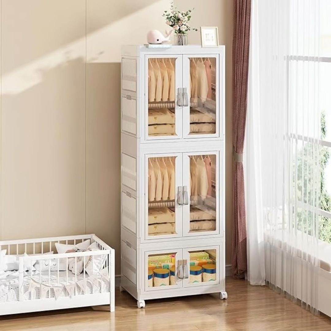 ROPERO PLEGABLE CON RUEDAS DE 3 NIVELES