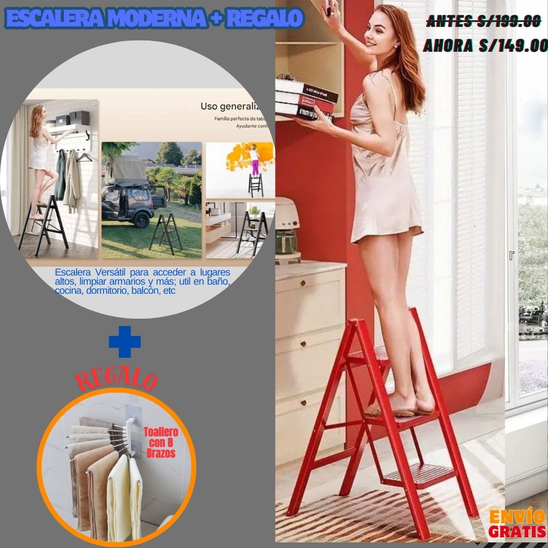 ESCALERA MODERNA PLEGABLE + REGALO
