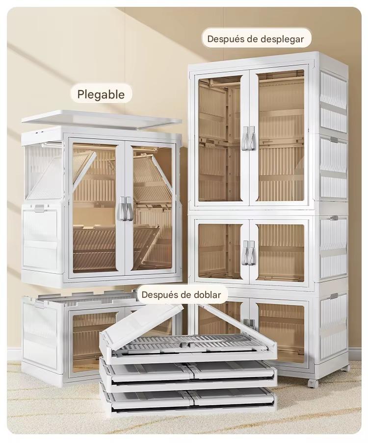 ROPERO PLEGABLE CON RUEDAS DE 3 NIVELES