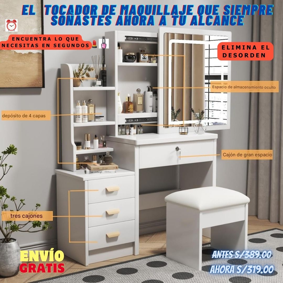 TOCADOR DE MAQUILLAJE DE LUJO