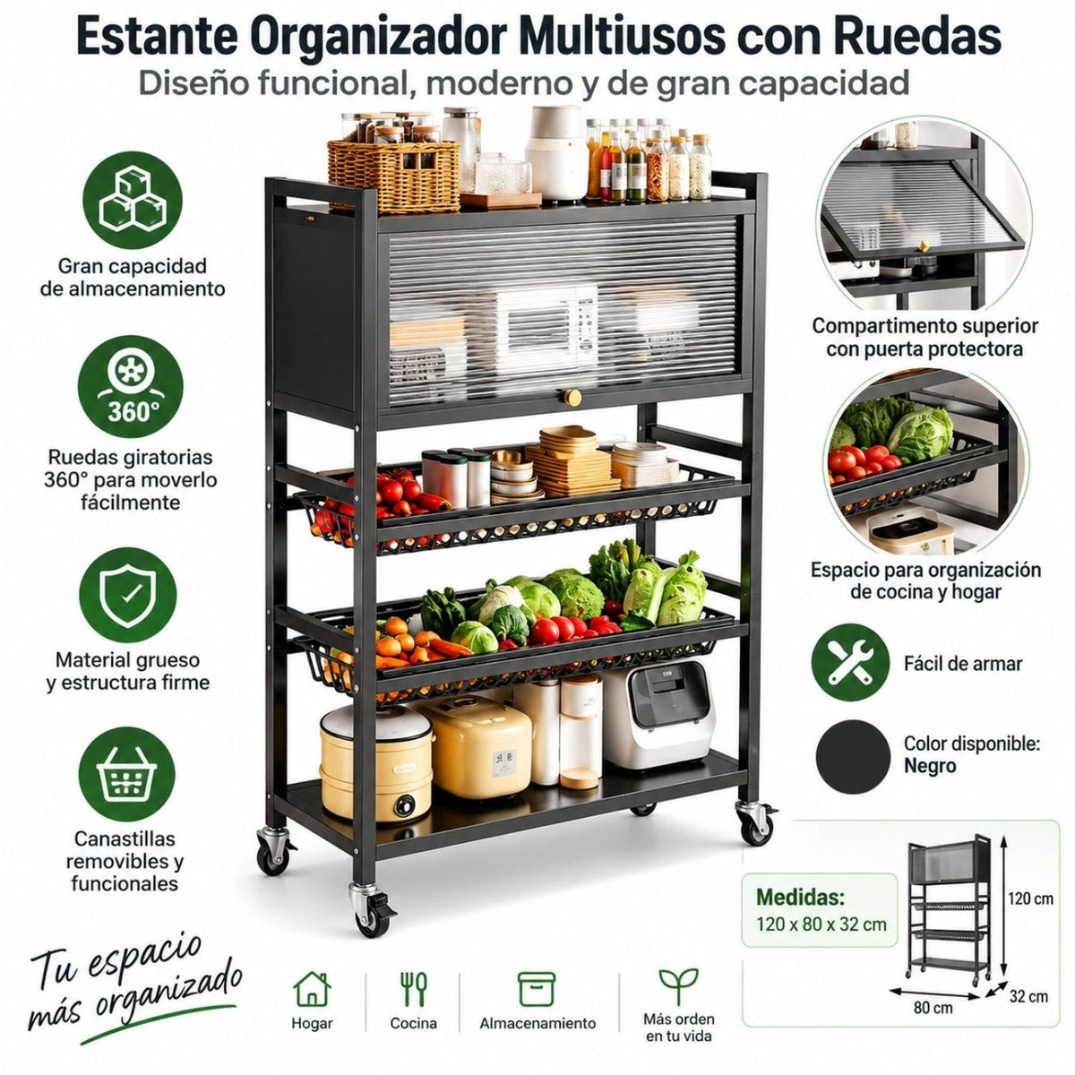 CARRITO DE COCINA CON PUERTAS